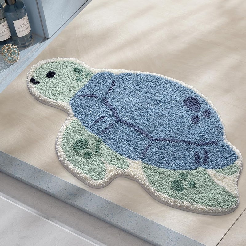 WREWING Ocean Animal Play Mat 20x33 Inch, Cute Animals Large Non Slip Super Soft Plush Area Rug for Kids Room Playroom Nursery Bedroom, Educational Washable Circular Floor Mat for Home Room Decorative - Image 1